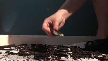 Miss Trisha Has Fun Playing With Her Food In High Heels thumbnail