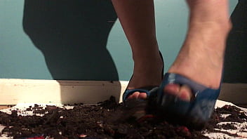 Miss trisha has fun playing with her food in high heels