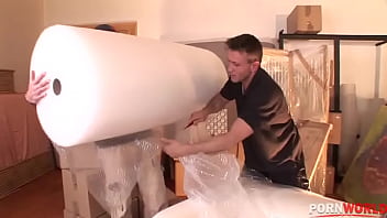 Hot threesome with slutty blonde trinity double penetrated by her movers gp1372