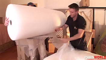 Hot threesome with slutty blonde trinity double penetrated by her movers gp1372