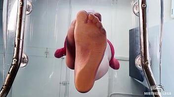My nylon feet in pov view angle from under my nylon feet