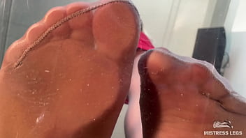 My nylon feet in pov view angle from under my nylon feet