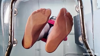 My nylon feet in pov view angle from under my nylon feet