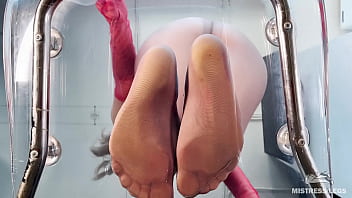 My nylon feet in pov view angle from under my nylon feet