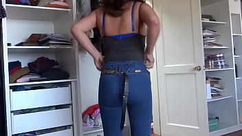 Stepson can't fuck me but i hike up my jeans so he can cum on my ass twice