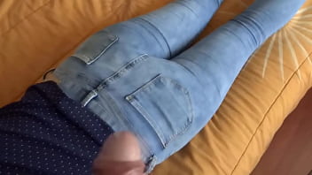 Stepson can't fuck me but i hike up my jeans so he can cum on my ass twice
