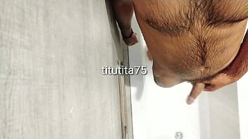 Cleaning body and cock in shower