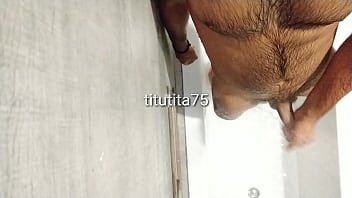 Cleaning body and cock in shower