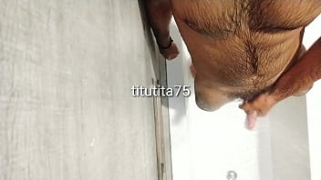 Cleaning body and cock in shower