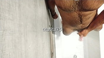 Cleaning body and cock in shower Cleaning body and cock in shower