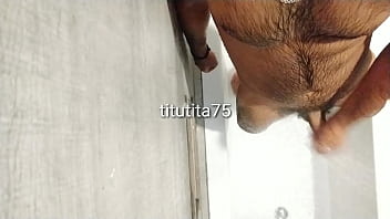 Cleaning body and cock in shower