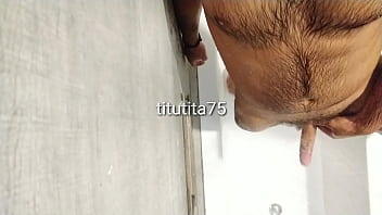 Cleaning body and cock in shower