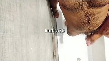 Cleaning body and cock in shower