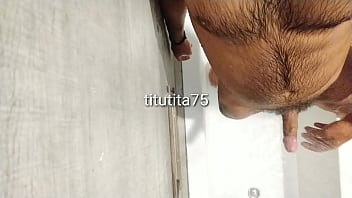 Cleaning body and cock in shower