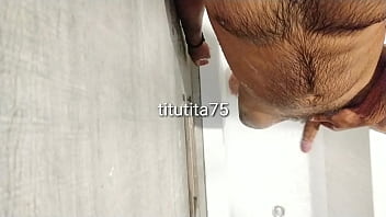 Cleaning body and cock in shower