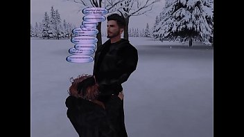 Milf whore in fur longcoat sucking cock in snow