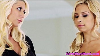 Tanned lesbian beauties get naughty