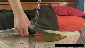 Uma zex blonde wets her panties before fucking big black dildo