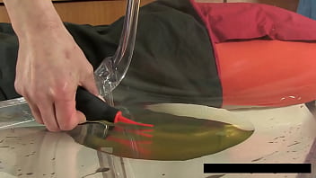 Uma zex blonde wets her panties before fucking big black dildo