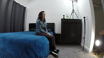 Innocent brunette takes cock in her ass