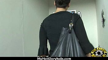 Babe sucks and fucks black cock at gloryhole 17