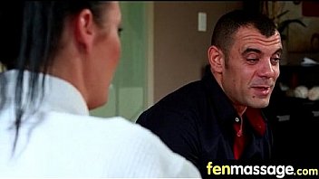 Massage girl sucks the tip for a tip 8