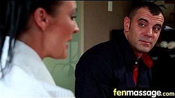 Massage girl sucks the tip for a tip 8