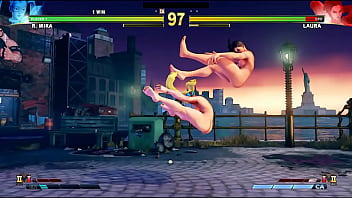 People fighting naked in public