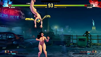 People fighting naked in public