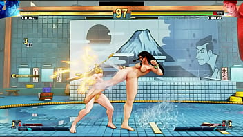 People fighting naked in public