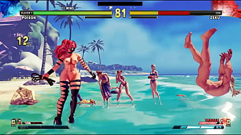 People fighting naked in public