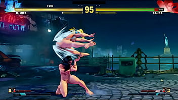 People fighting naked in public