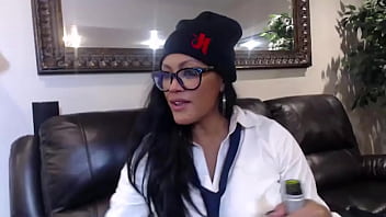 The cougar maxine x wears two different outfits to dildo fuck herself