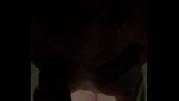 Girlfriend is blindfolded and tied up for some cock worshipping