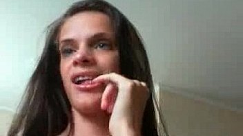 Busty brunette show shaved pussy on webcam
