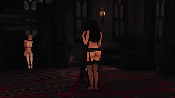 Demon with big dick fills eager cum sluts with so much jizz on halloween wicked whims