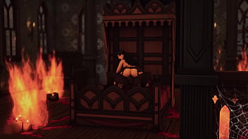 Demon with big dick fills eager cum sluts with so much jizz on halloween wicked whims