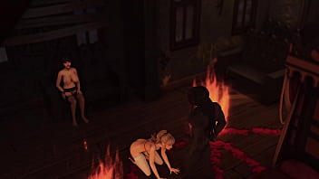 Demon with big dick fills eager cum sluts with so much jizz on halloween wicked whims