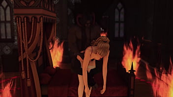 Demon with big dick fills eager cum sluts with so much jizz on halloween wicked whims