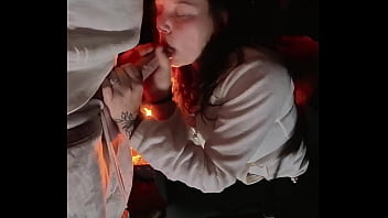 Bending over thick girl outside in the open