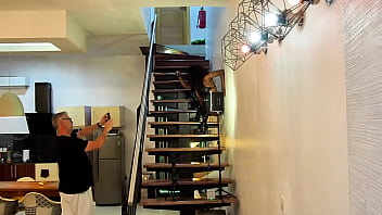 Stairway to deduction photoshoot end in intense fucking on stairs