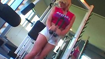 Horny blonde sports addict