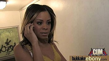 Ebony gets group cumshots 17