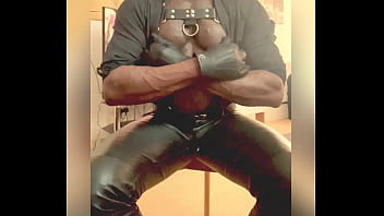 Black Mature Muscle Leather Titpump Nipple Play & Bbc Cum thumbnail