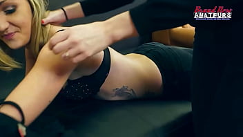 Petite hot olyssia and kinky cutie ryann lick their twats and share a cock