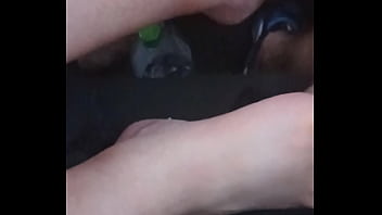 She plays with my dick with feet