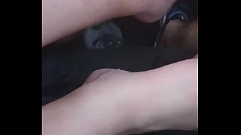 She plays with my dick with feet