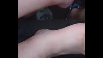 She plays with my dick with feet