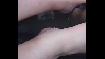 She plays with my dick with feet