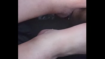 She plays with my dick with feet